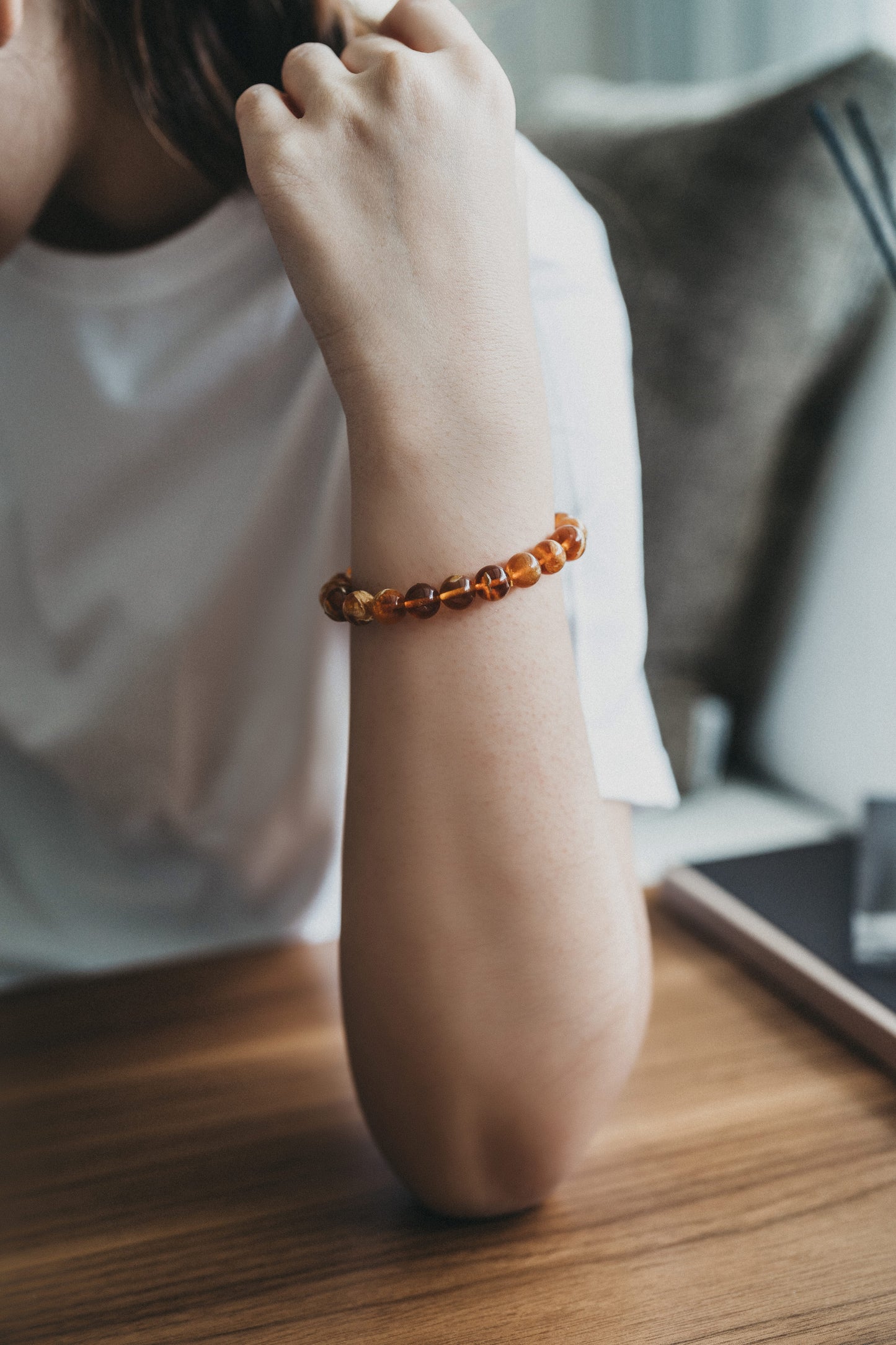 Jaena Natural Honey Amber [天然蜜蜡琥珀] Beaded Bracelet