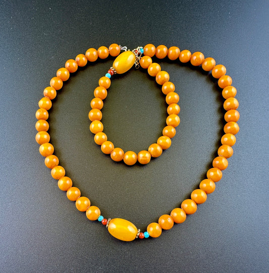Jaleah Natural Honey Amber Beaded [天然蜜蜡琥珀] Necklace