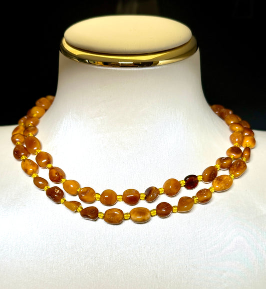Jami Natural Honey Amber [天然蜜蜡琥珀] Beaded Necklace