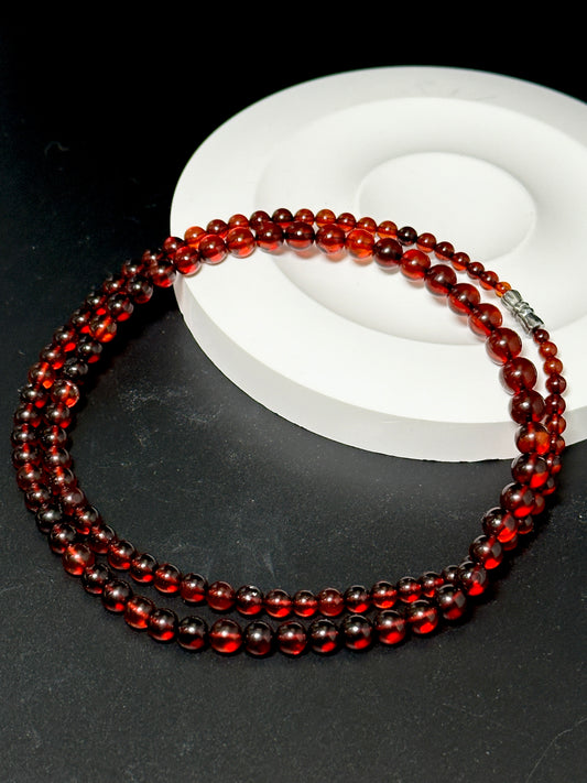 Kara Natural Blood Amber [天然血珀] Beaded Tower Necklace