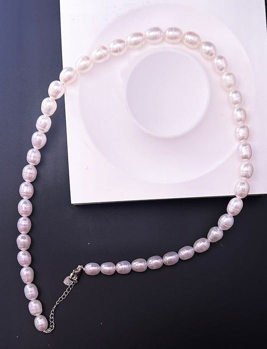 Nova Natural Pearl Beaded Necklace - White