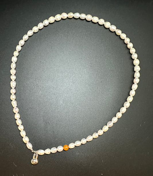 Nellie Natural Pearl Beaded Necklace - White