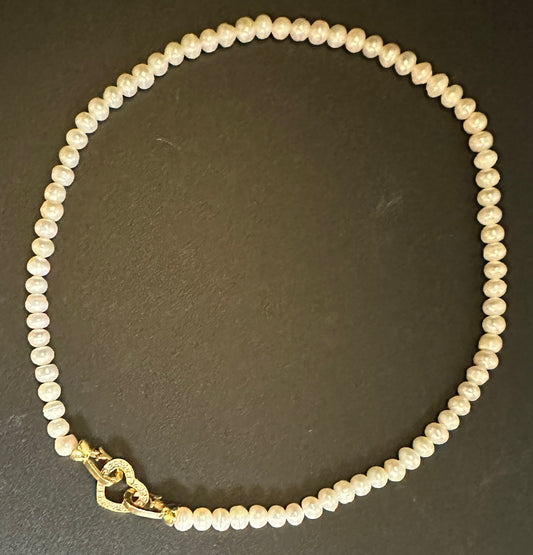 Nina Natural Pearl Beaded Necklace - White
