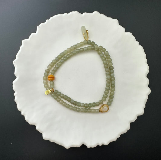 Tilly Hetian Jade [和田玉] Long Beaded Bracelet